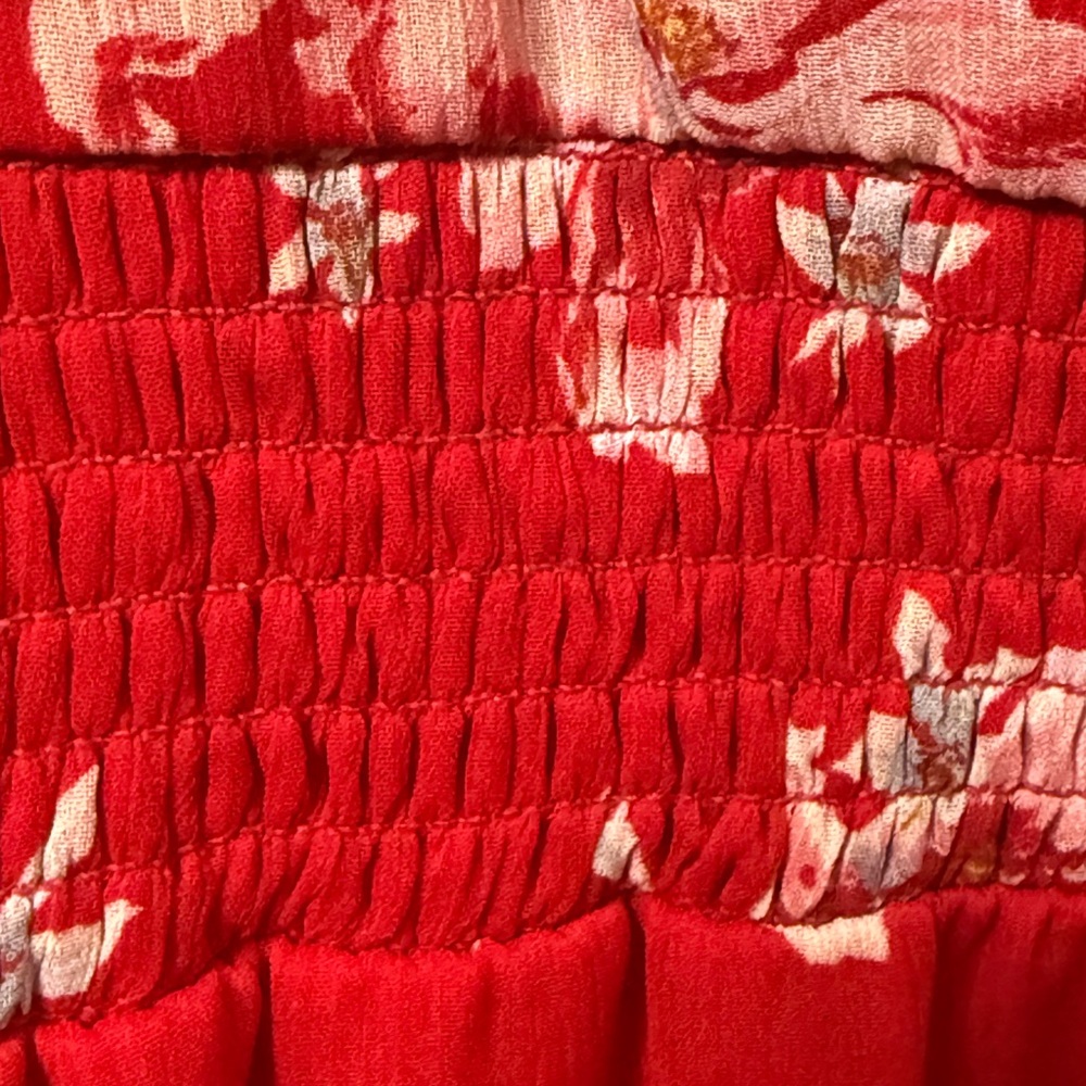 MSK Red Floral Tiered Sleeveless Dress - Picture 4 of 6